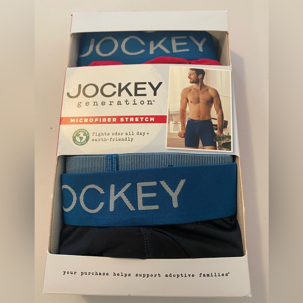 Jockey Boxer Briefs Long Leg Blue and Red Comfort Fit Men’s Size S